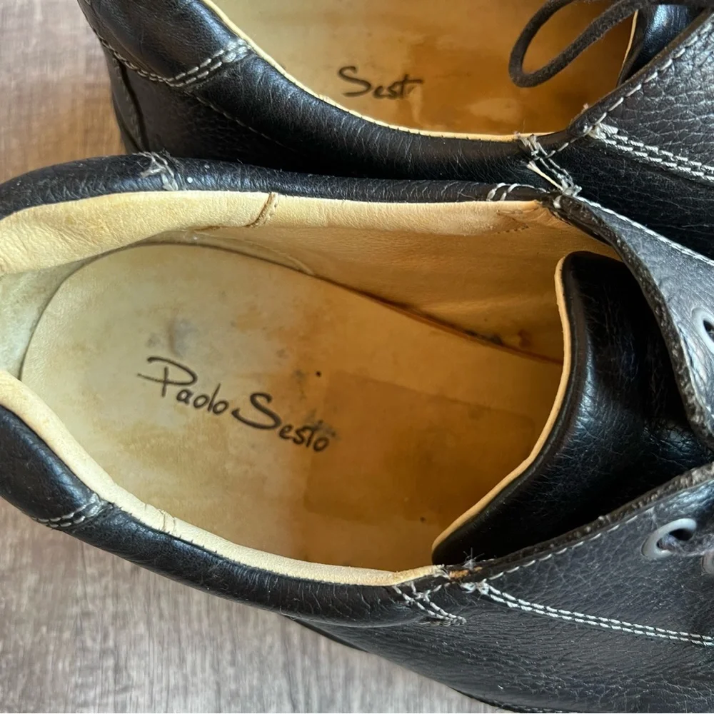Paolo Sesto casual black leather loafers shoes size 13